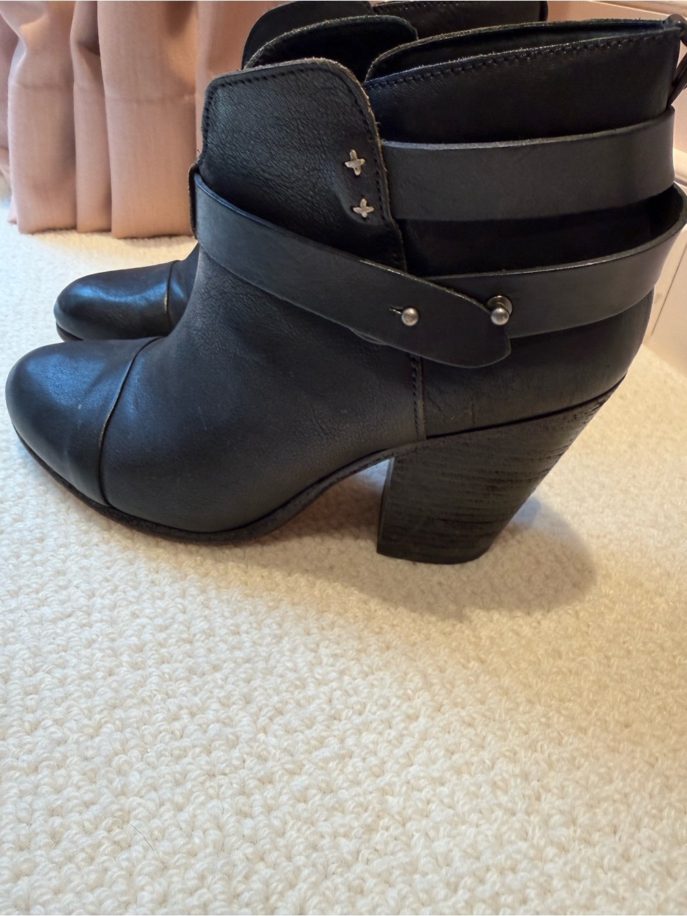 RAG & BONE NY HARROW HEEL Women's Black Leather Ankle Boots